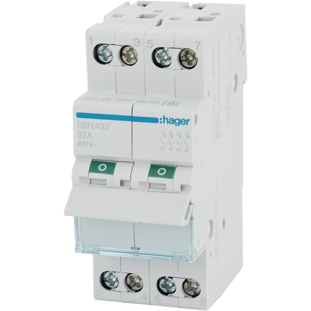 Выключатель нагрузки Hager SBN432 1P N 32 А STLM-2101811