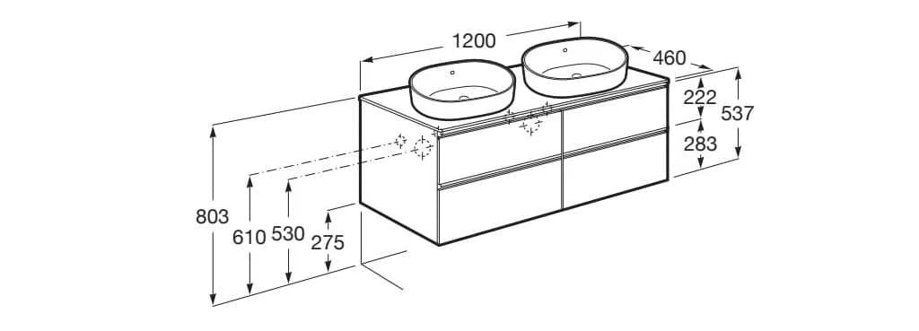 Деревянный двойной умывальник с ящиками Roca The Gap ARCH-00074708 - Вид №11