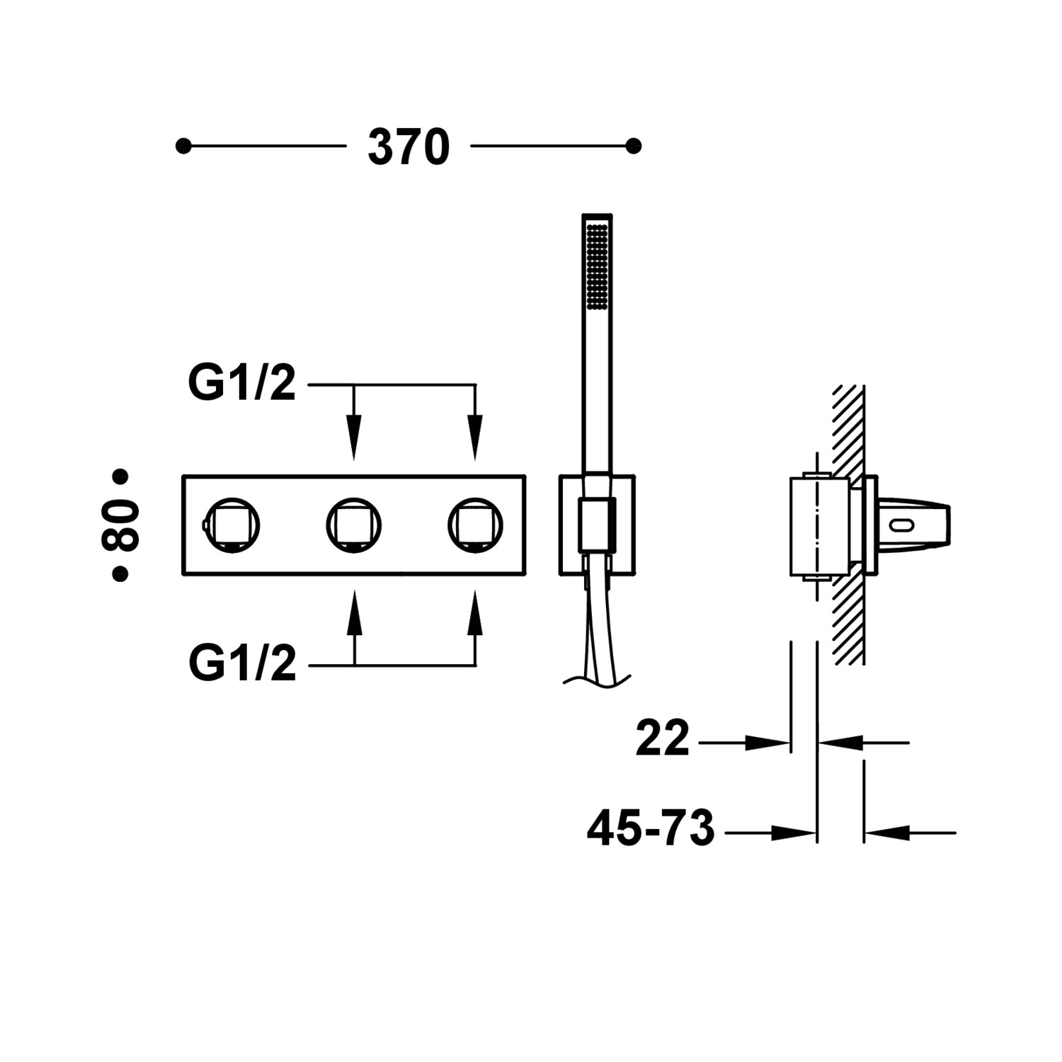 B-SYSTEM 4-ходовой встраиваемый термостатический смеситель B-system-30725401KMB TRES Thermostatic - Вид №1