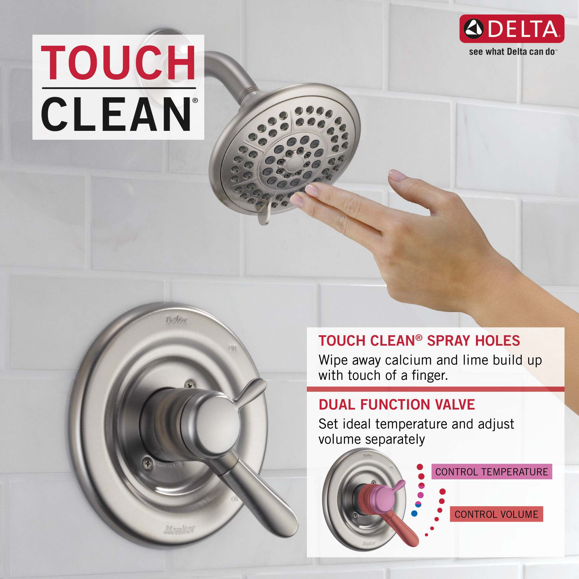 T17438-SS Для ванны и душа Monitor® 17 Series Delta Faucet Lahara Нержавеющая сталь  - Вид №2