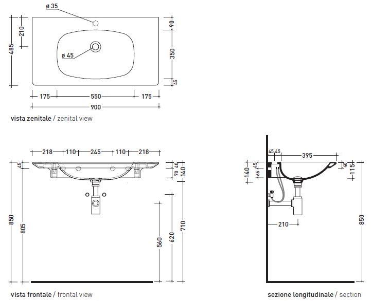 Nd90l Накладная раковина на столешницу  овальная Ceramica Flaminia Nuda - Вид №5
