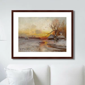 Картина в раме 78,5х100 см Winter Sunset 1913 г. КАРТИНЫ В КВАРТИРУ  264176 Желтый;коричневый;серый;разноцветный
