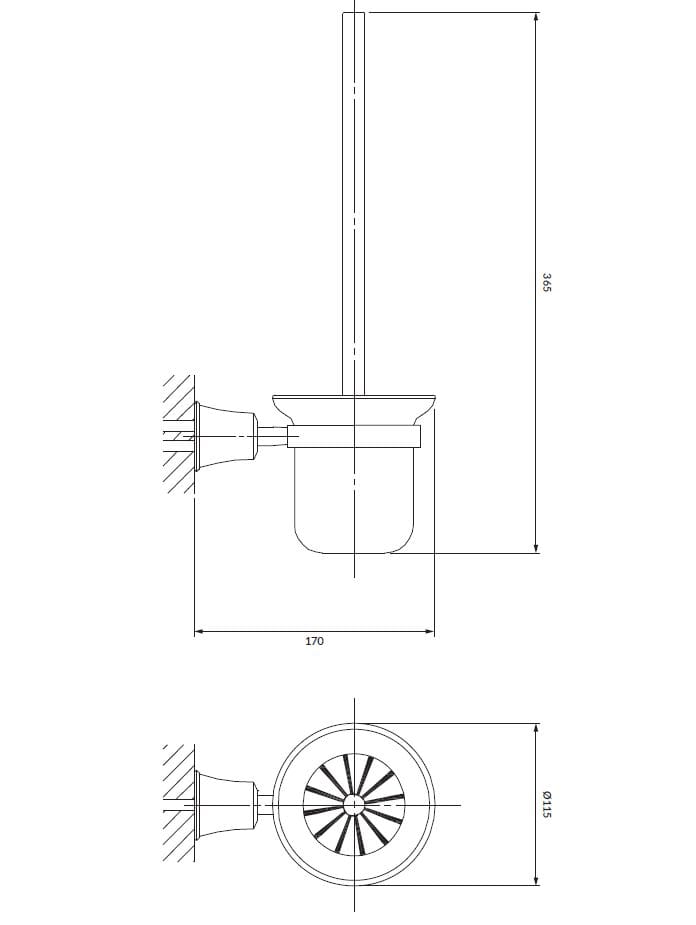 Туалетная щетка из матового стекла и латуни OMNIRES Art Line ARCH-00065826 - Вид №6