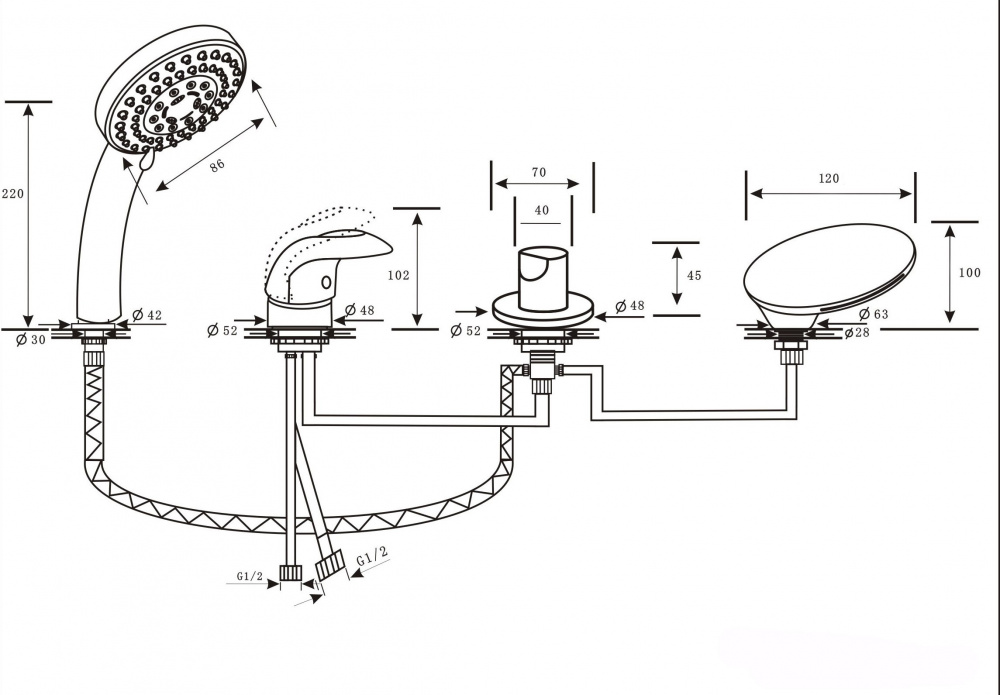 Каскадный смеситель ALPEN Granada бронза AS1304B - Вид №1