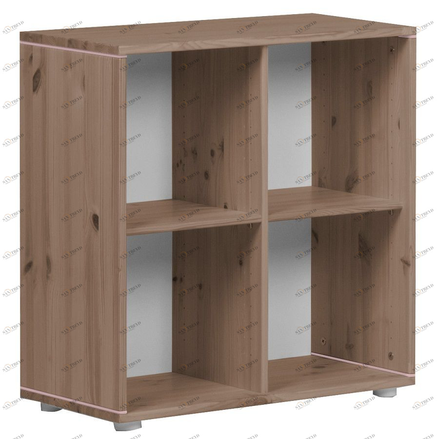 Стеллаж Flexa Classic storage с 4 полками, коричневый/розовый 812420158