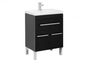 Тумба с раковиной Aquanet Сиена 60 черный (напольный 1 ящик 2 дверцы)