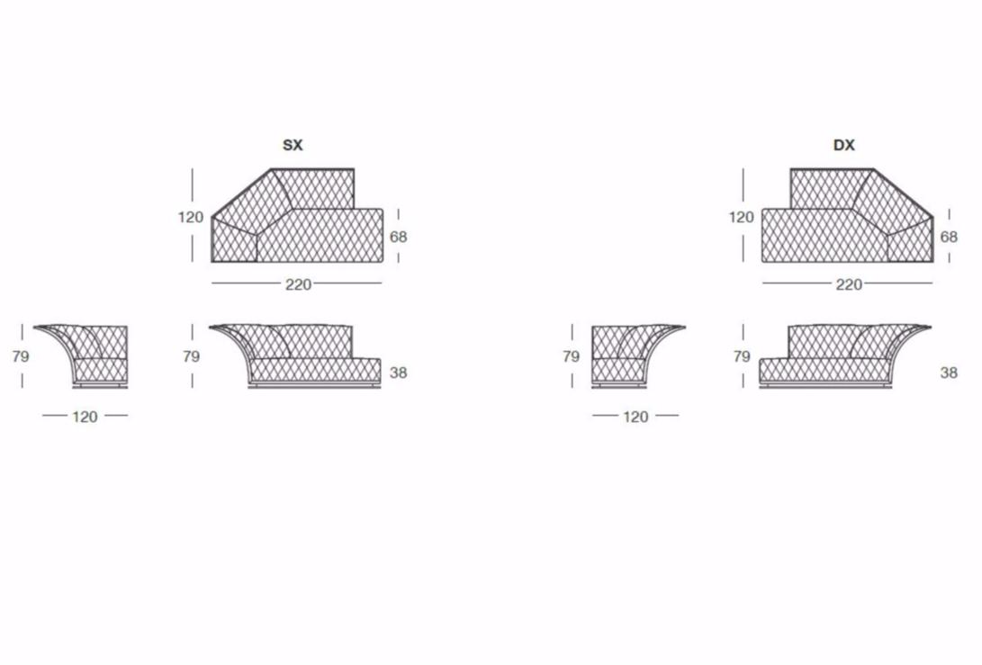 Longhi Стеганая кушетка из ткани Loveluxe sun-id-1467884 - Вид №3