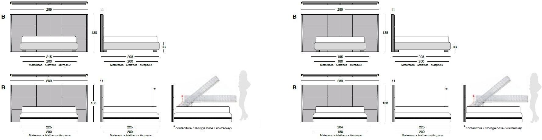 Longhi Кожаная кровать с мягким изголовьем Loveluxe 2018 – illusion collection W 843 - Вид №5