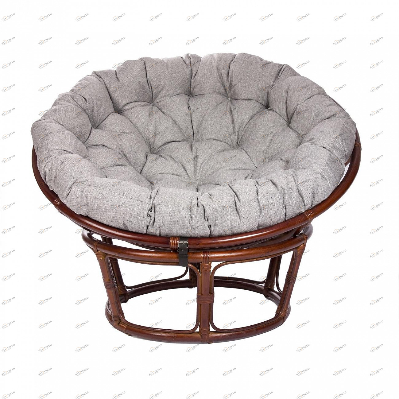 Кресло круглое из ротанга с подушкой коньяк Papasun Chair IMPEX  00-3885601 Коричневый;серый 