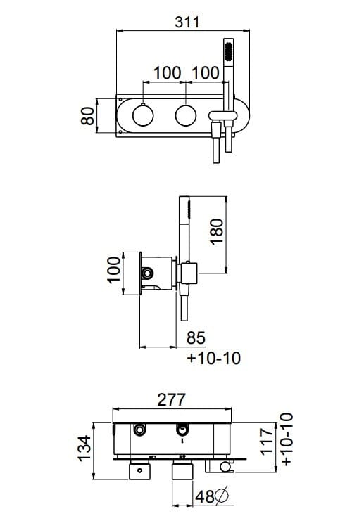 Встраиваемый термостатический смеситель для душа с ручным душем CARIMALI Scull ARCH-00046345 - Вид №1