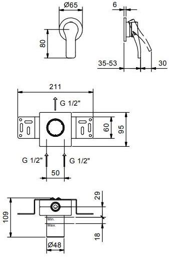 ABOUTWATER Смеситель для душа на одно отверстие Al/23 Fantini Rubinetti sun-id-1461817 - Вид №1