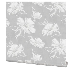 ELYSIUM Лантана - флизелиновые обои с цветочным узором в серых тонах 89402923