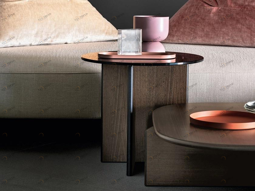 Ditre Italia Круглый журнальный столик из дерева и стекла sun-id-1444912