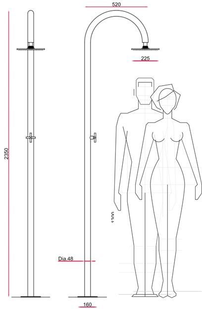 Inoxstyle Летний душ из нержавеющей стали Sole 01028 beauty - Вид №3