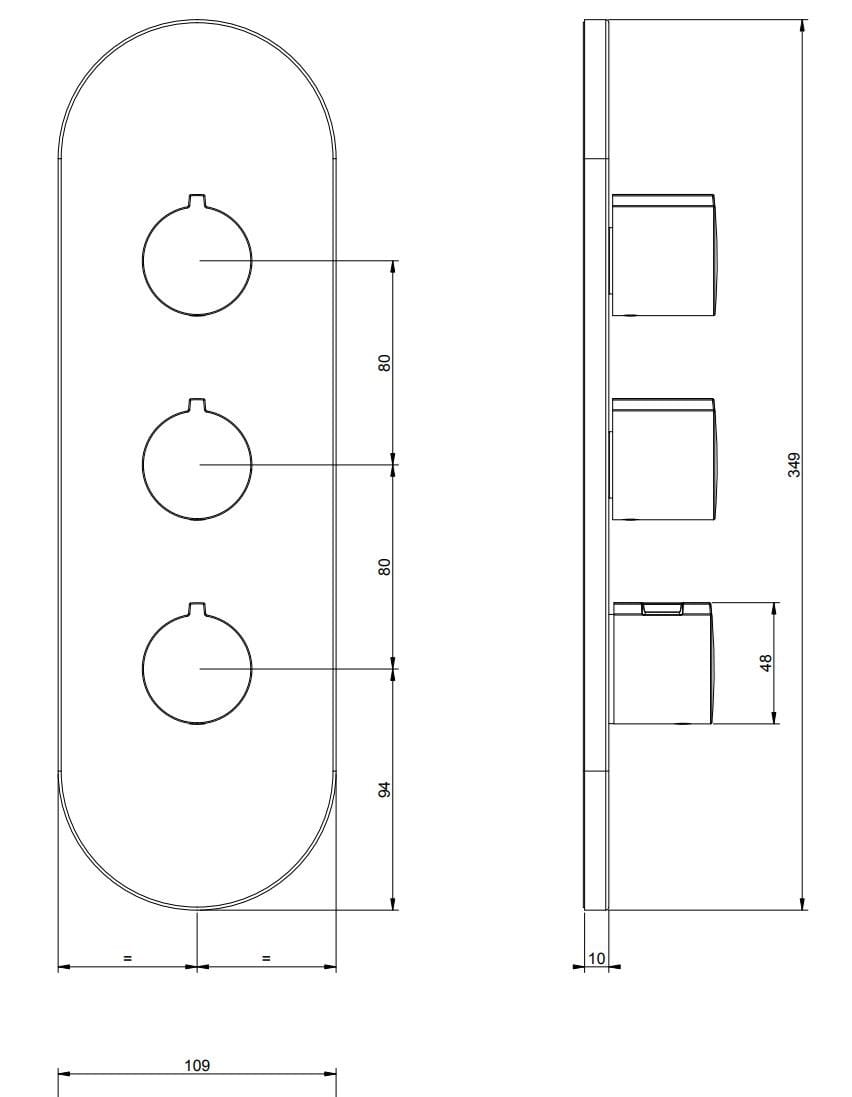 Смеситель для душа с 3 отверстиями из металла с пластиной Gessi TONDO WELLNESS ARCH-00022045 - Вид №3