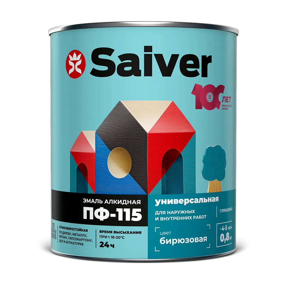 Эмаль ПФ-115 Saiver Lux глянцевая цвет бирюзовый 0.8 кг 83402341 STLM-2170994  - Вид №1