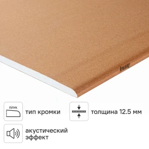 Гипсокартон звукоизоляционный Кнауф-Сайлентборд 12.5 мм 2400x600 мм 1.44 м²