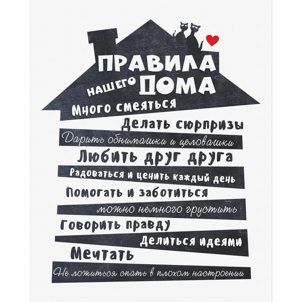 Картина на холсте Постер-лайн Правила дома 40x50 см 84267399 STLM-2051602 