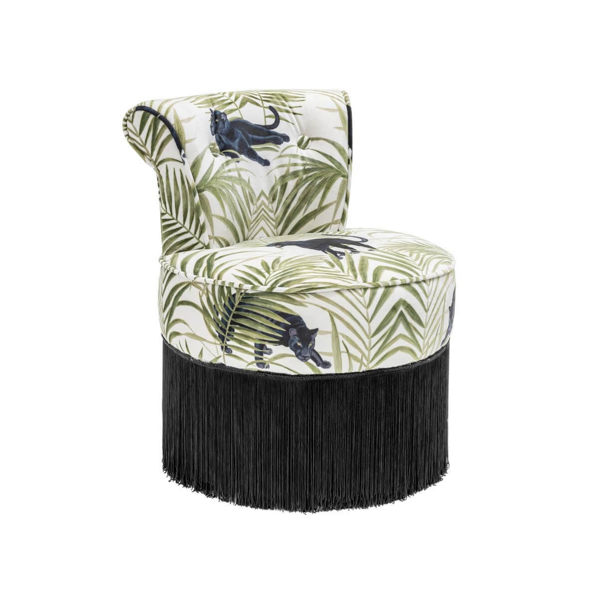 700464-17 ABHIKA СТУЛ DIDI МАЛЫЙ W / FRINGE WHITE/GREEN 