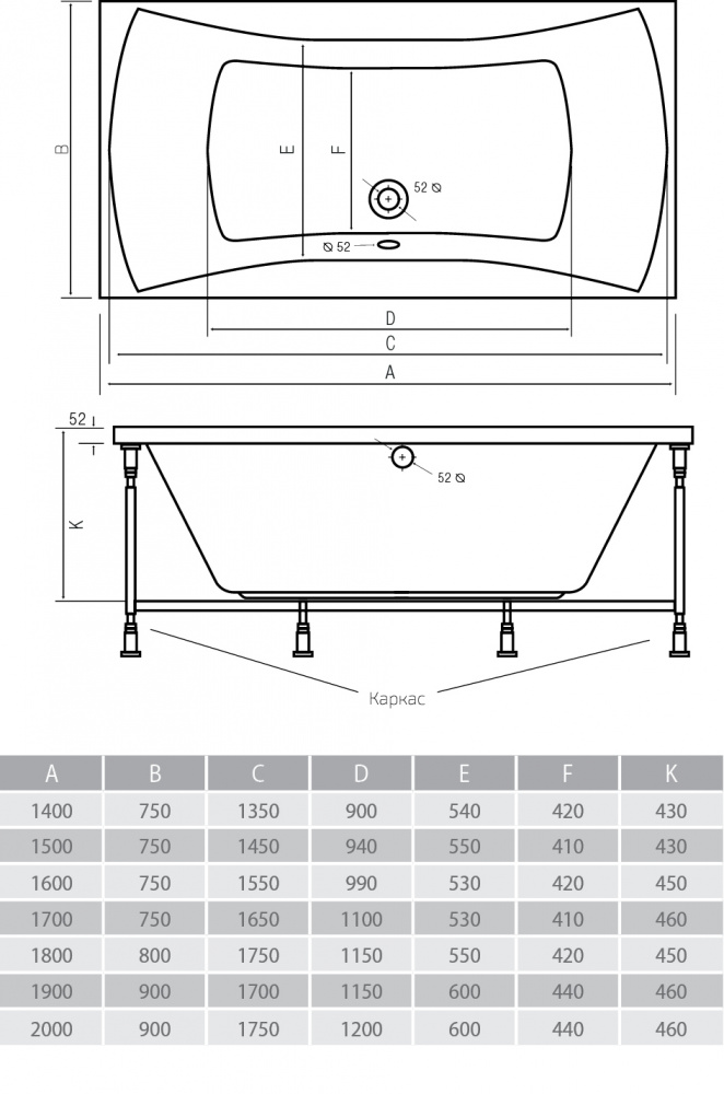 Акриловая ванна ALPEN Luna 190 AVP0010 - Вид №2