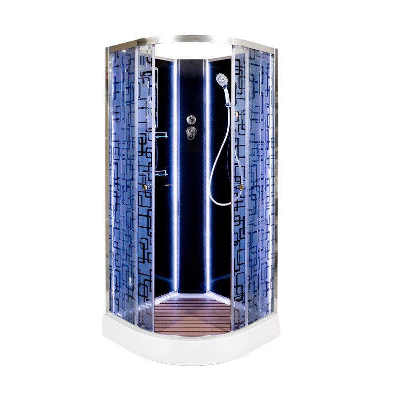 ЕМ1511 L N с гидромассажем (гм.) Душевая кабина DETO Серия EM BМ1510 N LED BLACK - Вид №3