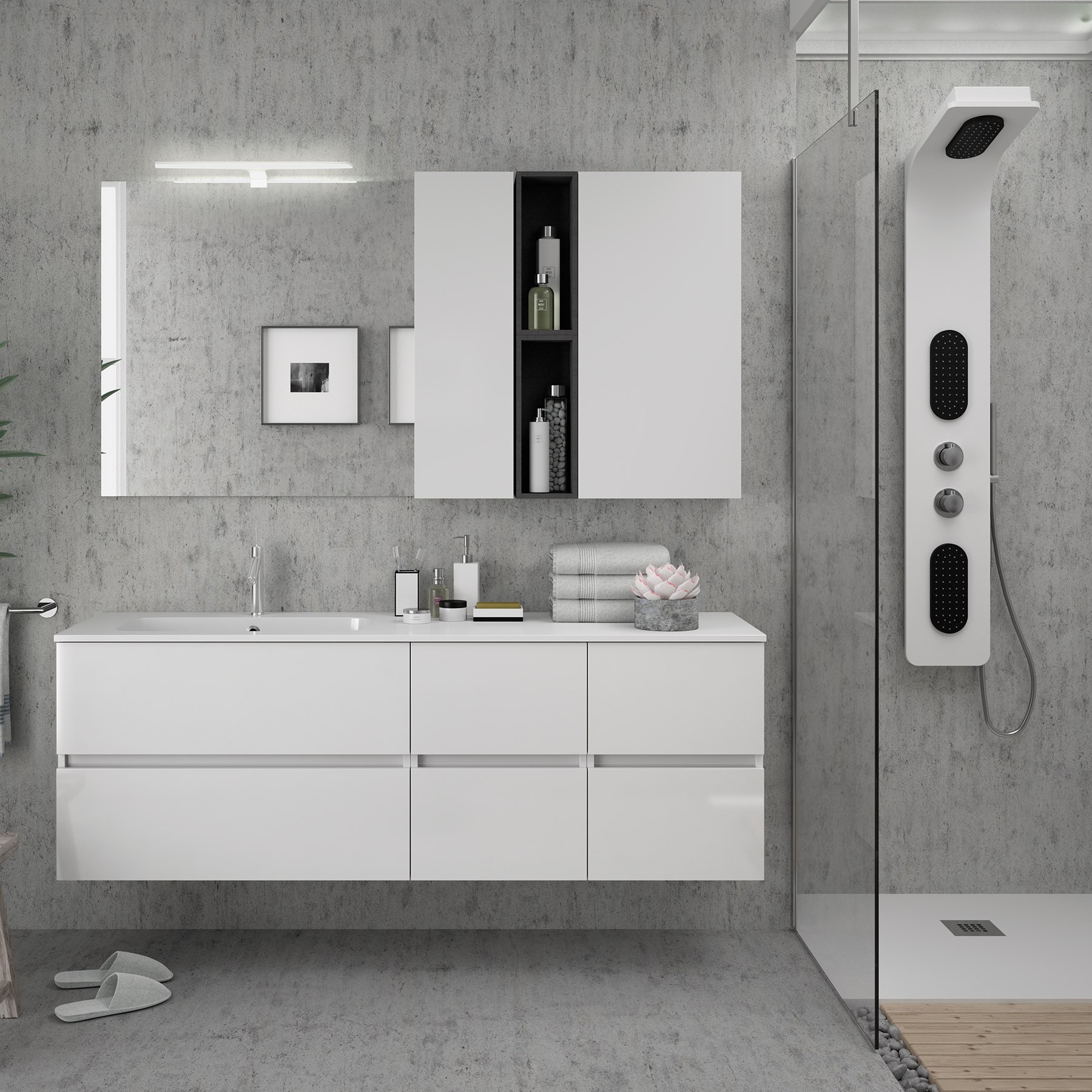 22824 SALGAR Модуль АЛЬЯНС 400 двусторонний 1 дверный GLOSS WHITE 400 x 800 x 162 мм Глянцевый белый  - Вид №1