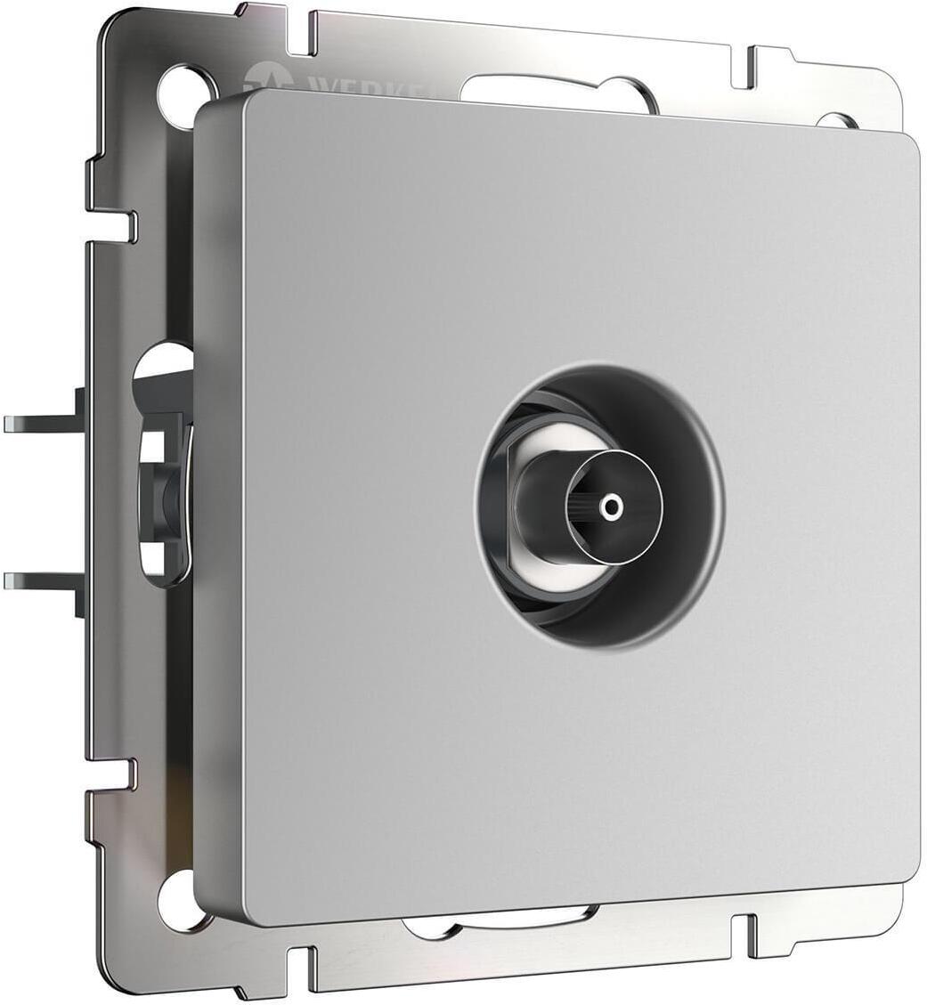 4690389073496 ТВ-розетка проходная WL06-TV-2W Werkel Серебряный