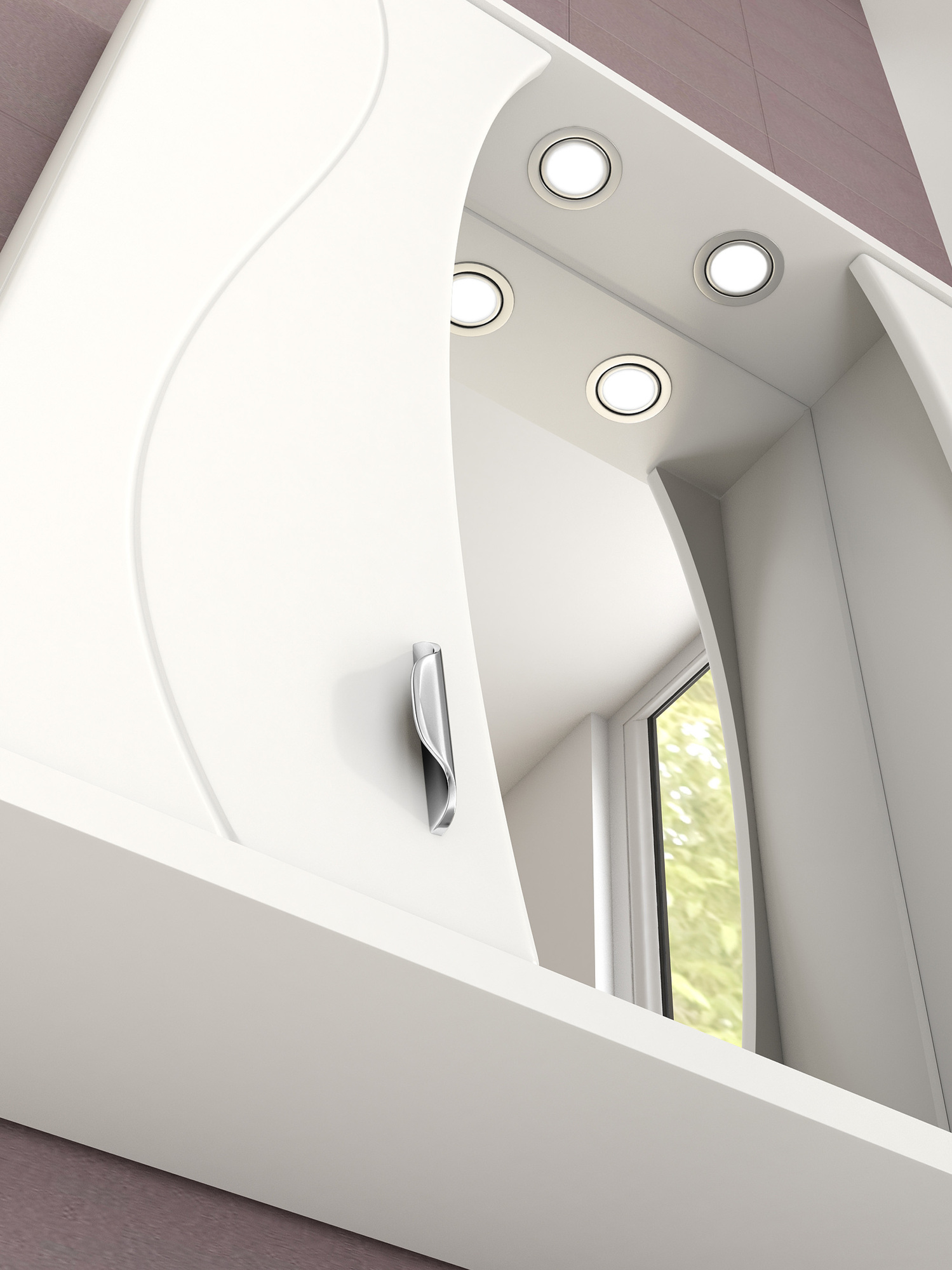 Зеркало Faina 800 со спотом800⨉160⨉700 мм белый VIGO sun-id-665195 - Вид №1