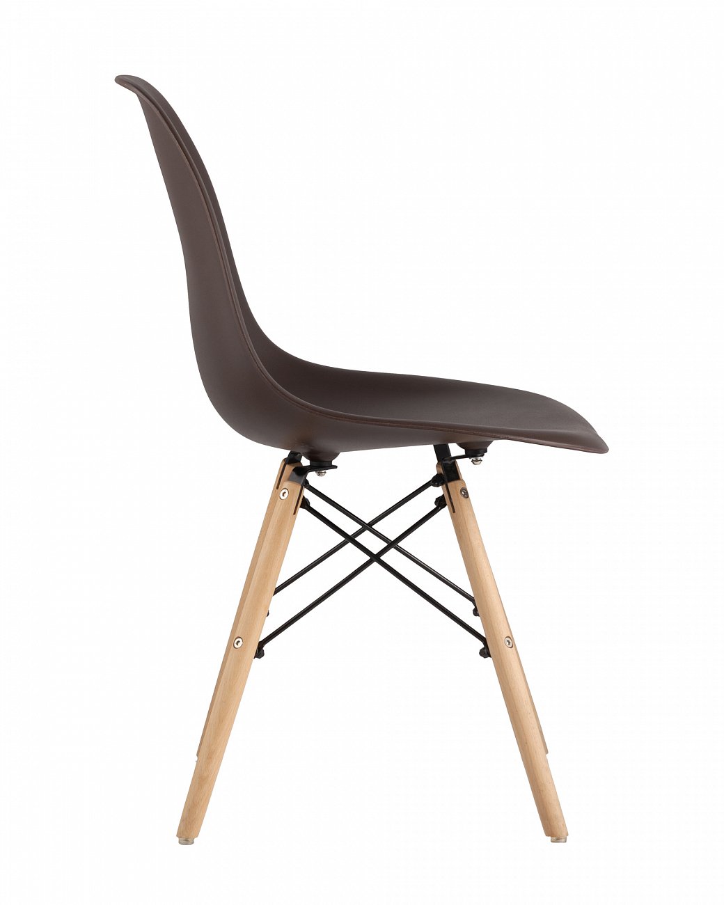 Стул со спинкой коричневый с деревянными ножками Eames EAMES ДИЗАЙНЕРСКИЕ, EAMES DSW 00-3882013 Коричневый  - Вид №1