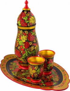 10660468 Хохломская Роспись Набор д/воды 4 пр. (Высшая категория) Дерево