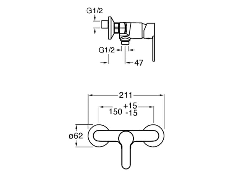 Однорычажный открытый смеситель для душа CRISTINA Rubinetterie Step ARCH-00094226 - Вид №2