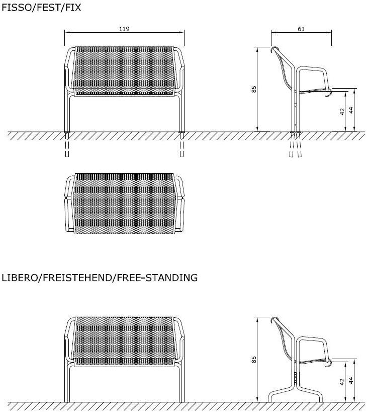 Euroform W Скамья металлическая с подлокотниками со спинкой Contour sun-id-1463597 - Вид №4
