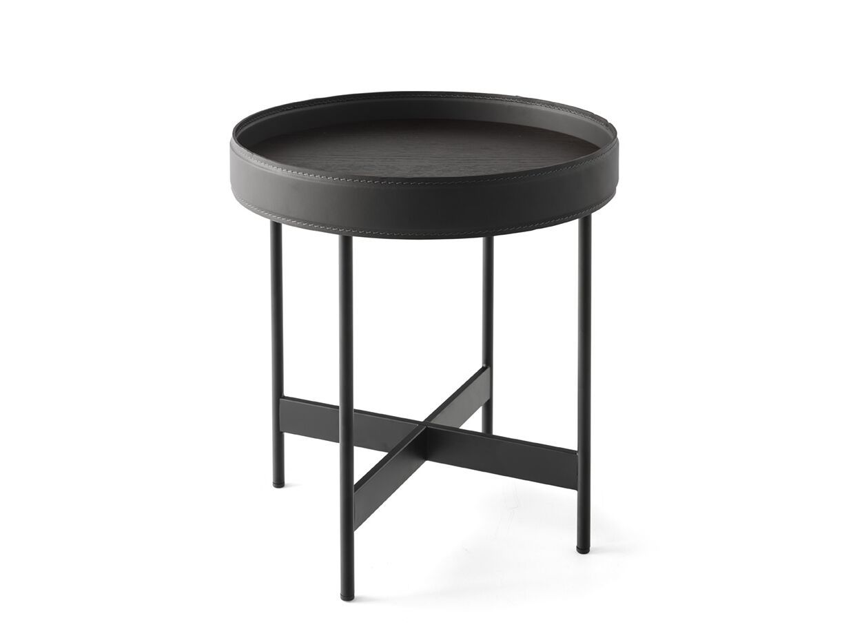 Круглый деревянный журнальный столик с кожаными деталями Calligaris ARENA ARCH-00008063