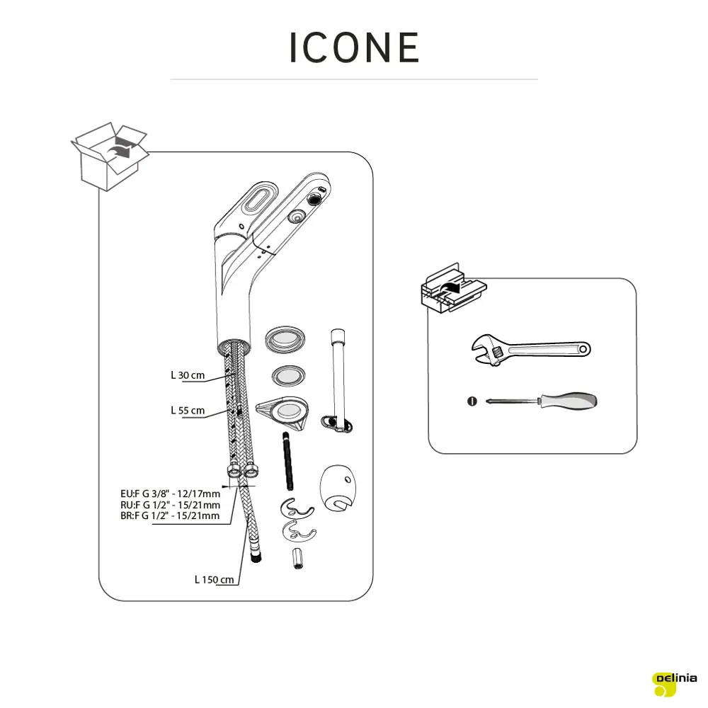 Кухонный смеситель DELINIA Icone чёрный матовый с аэратором 85317109 STLM-0871840 - Вид №10
