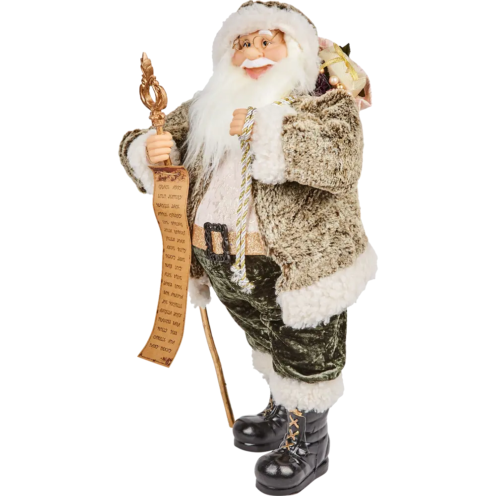 Фигурка декоративная «Дед Мороз со свитком», 60 см, пластик, цвет зелёный/бежевый RELANCE STLM-2062094 - Вид №1