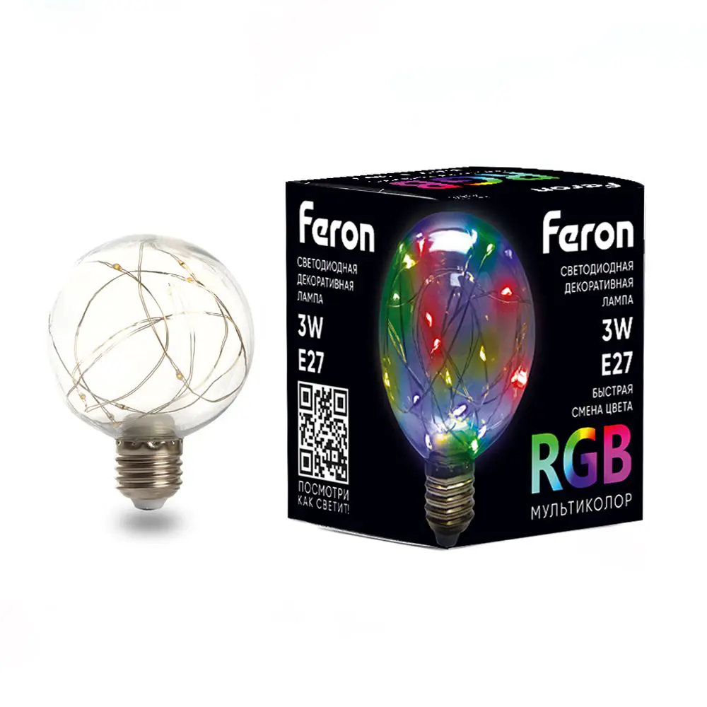 Лампа светодиодная Feron E27 LB-381 230 В 3 Вт шар 250 Лм регулируемый цвет света RGB STLM-2037074 - Вид №3