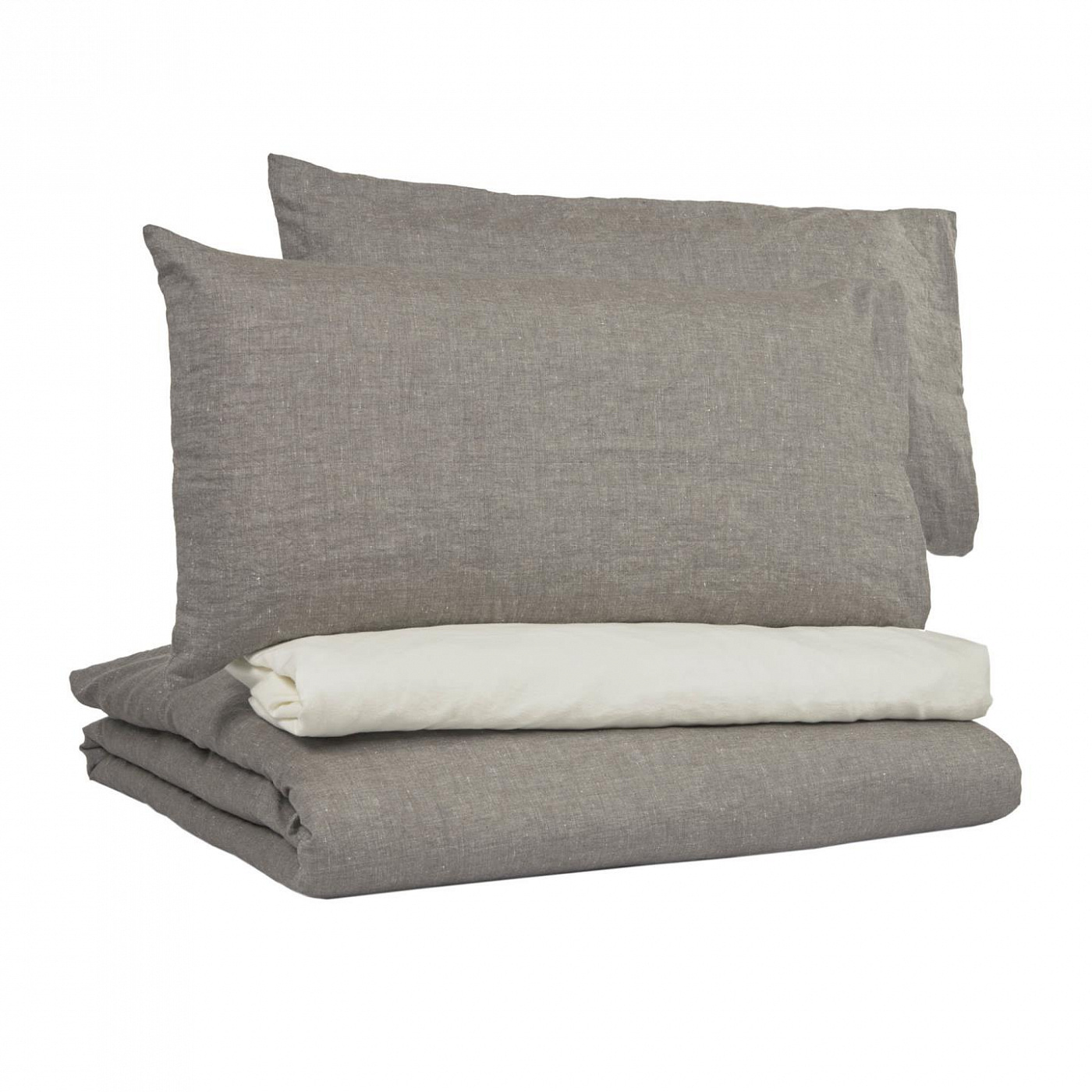 108847 Eglant duvet cover, sheet & pillowcase set in grey GOTS cotton and linen 145 x 190 cm La Forma  - Вид №1
