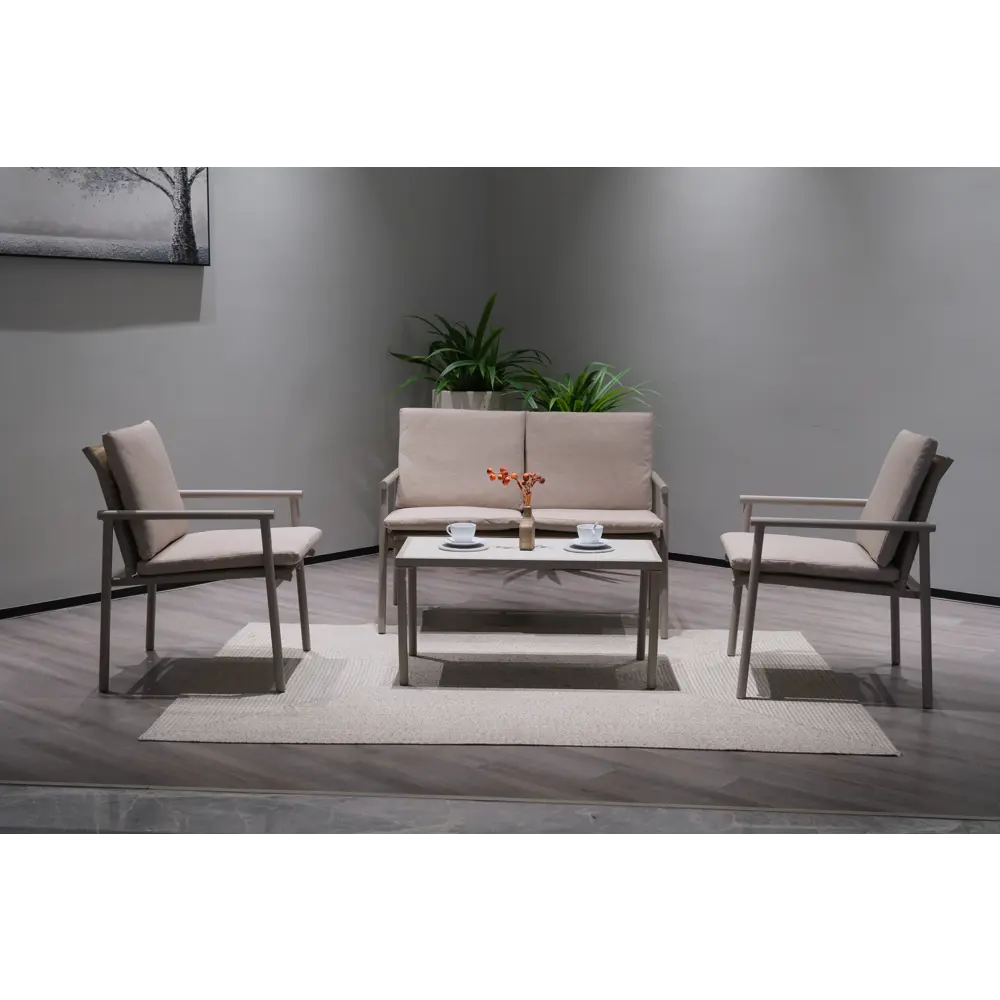 Набор садовой мебели для отдыха с подушками BEGINIA Kinel  Сталь Стол, диван, кресло 2 шт Белый STLM-2157405 - Вид №21