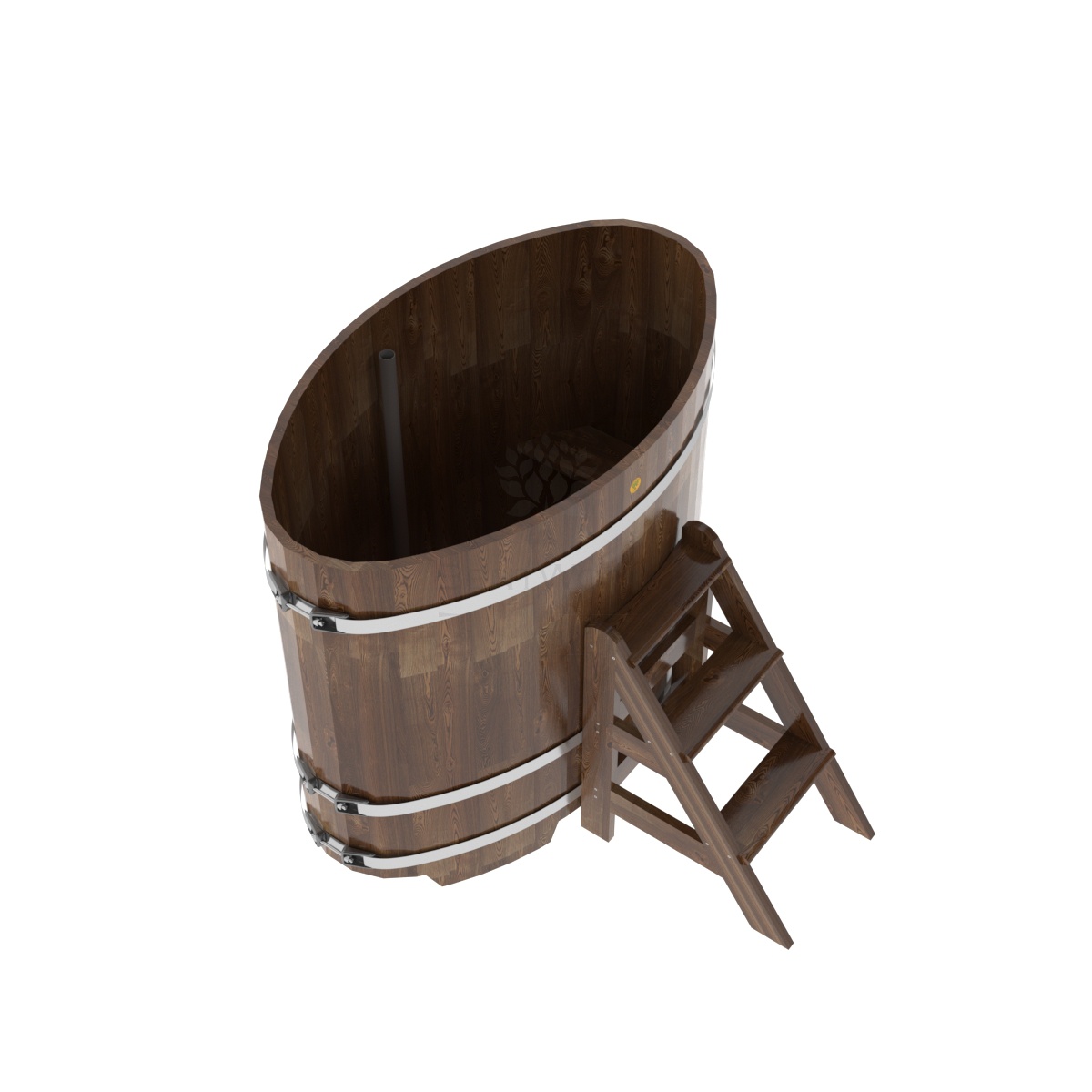 1497 Купель овальная из сращенных ламелей лиственницы 0,80х1,42х1,2 морёная Alyarus  - Вид №1