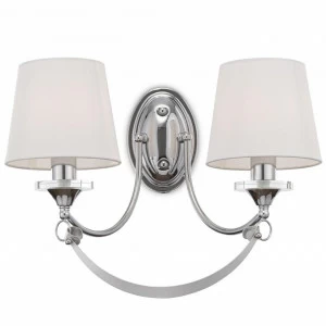 Бра металлическое с абажуром на 2 лампы белое Ariana FR5081WL-02CH FREYA ARIANA 00-3931805 Белый;серебро