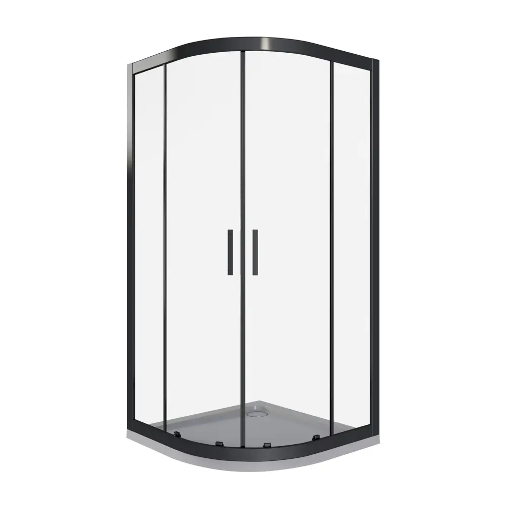 Душевая ширма Makiato 1/4 круга 80x80x190см цвет профиля черный раздвижная стекло 5мм прозрачное 89444454 STLM-2158132 Santreyd Makiato New