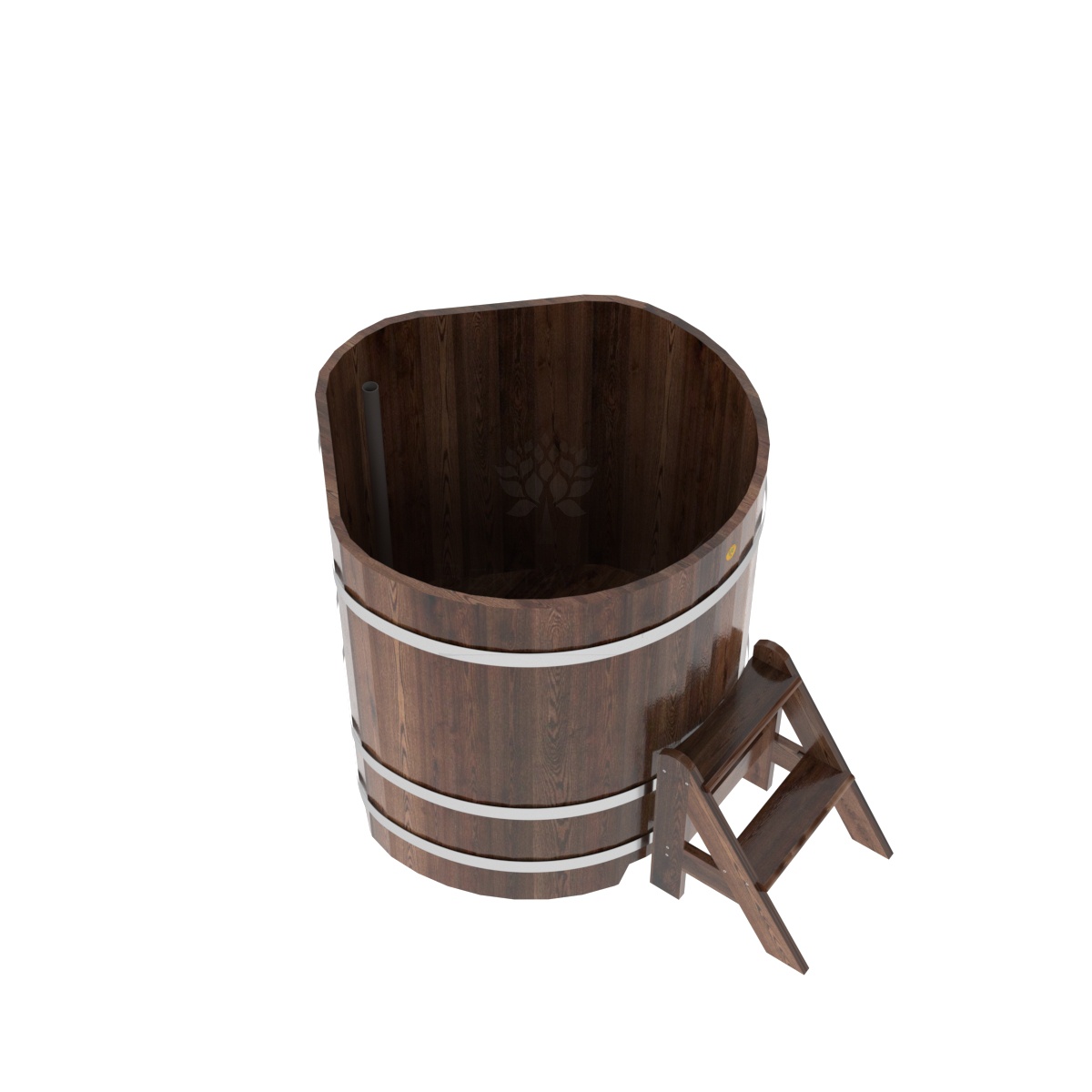 1224 Купель угловая из лиственницы 1,03х1,03х1,1 морёная премиум Alyarus  - Вид №1