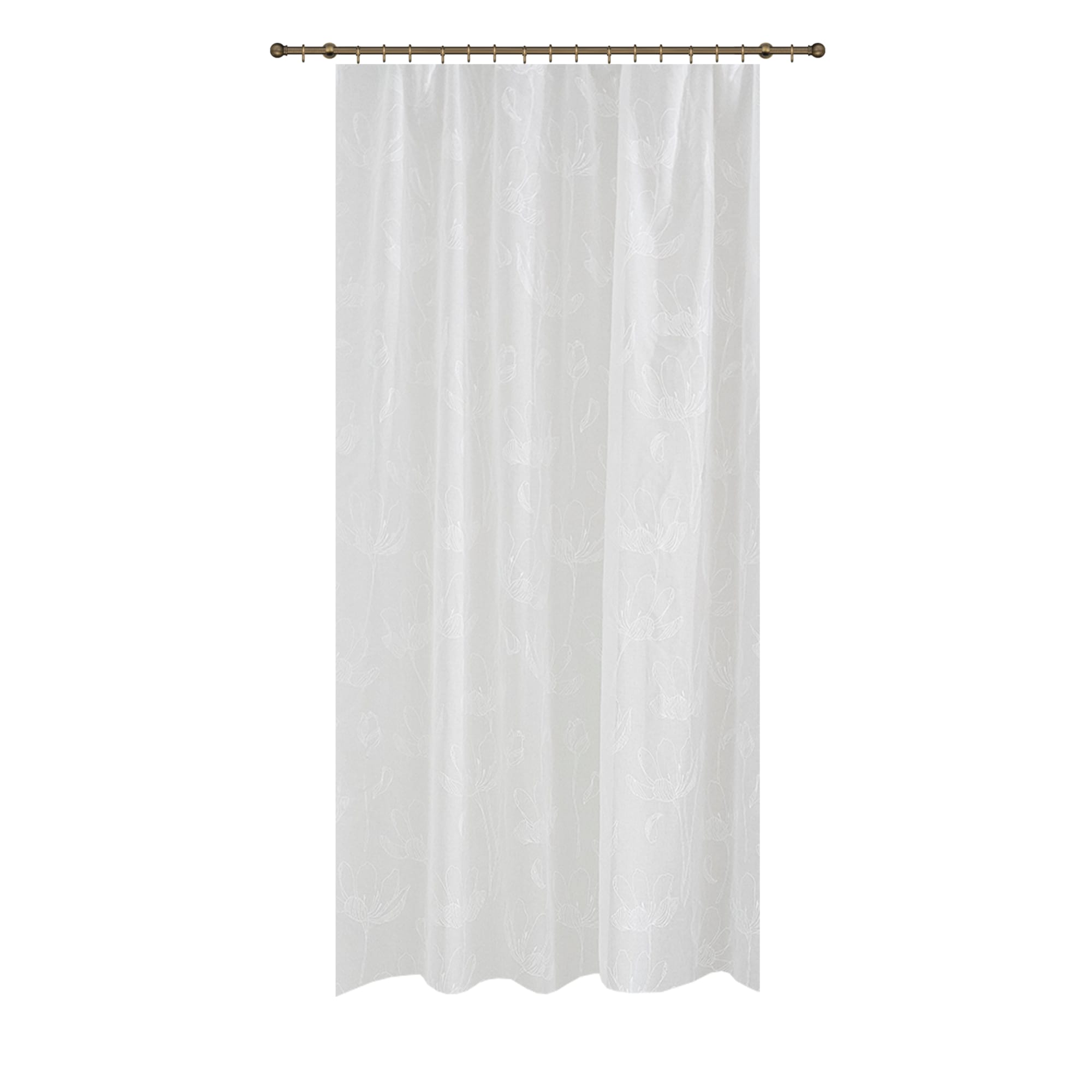 86116069 Штора на ленте для кухни "Цветы" 140x180 см цвет белый Santreyd 