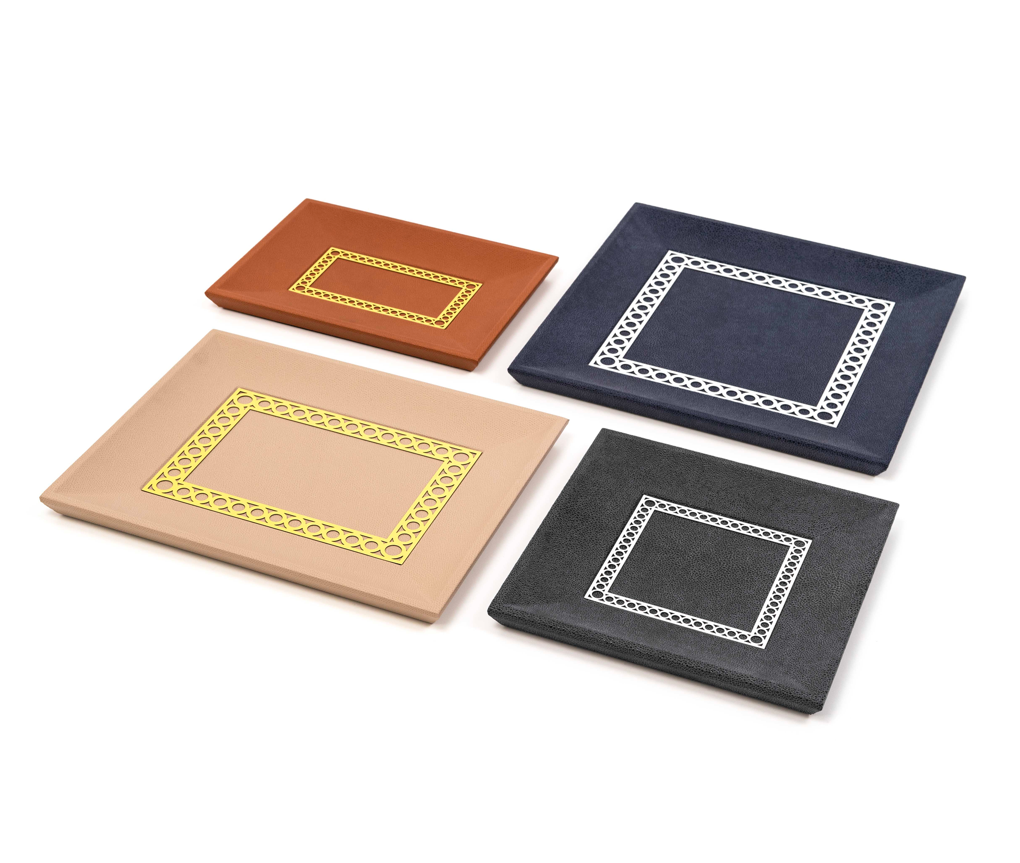 Поднос для мелочей Aston Square - 35X35 см / металл-хром/ари-кожа_темно-синий Pinetti 00.1891.061.001 - Вид №4