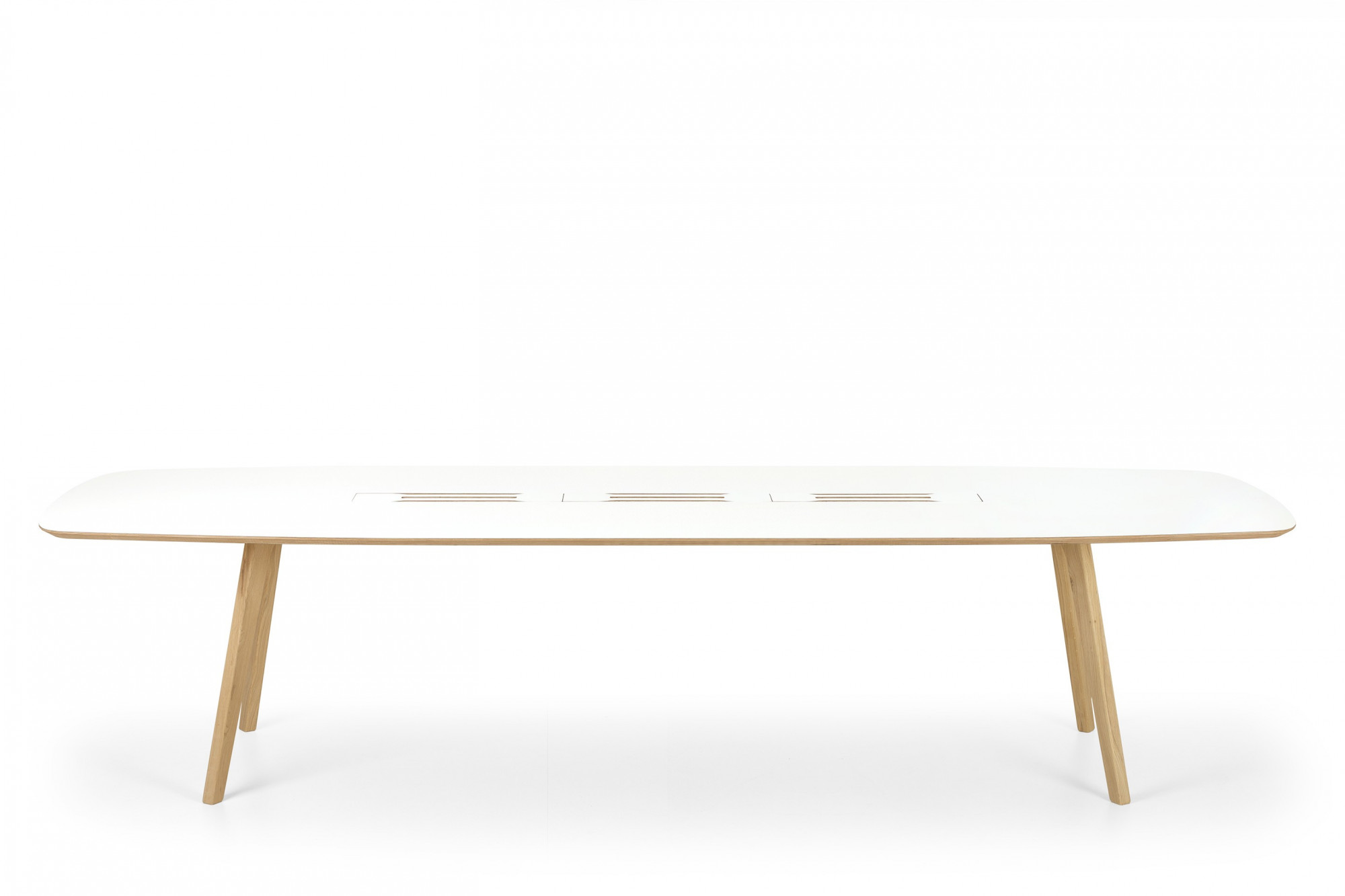 WI 300 laminated Столешница белая, ножки из массива бука Стол 300х140 True Design Wing