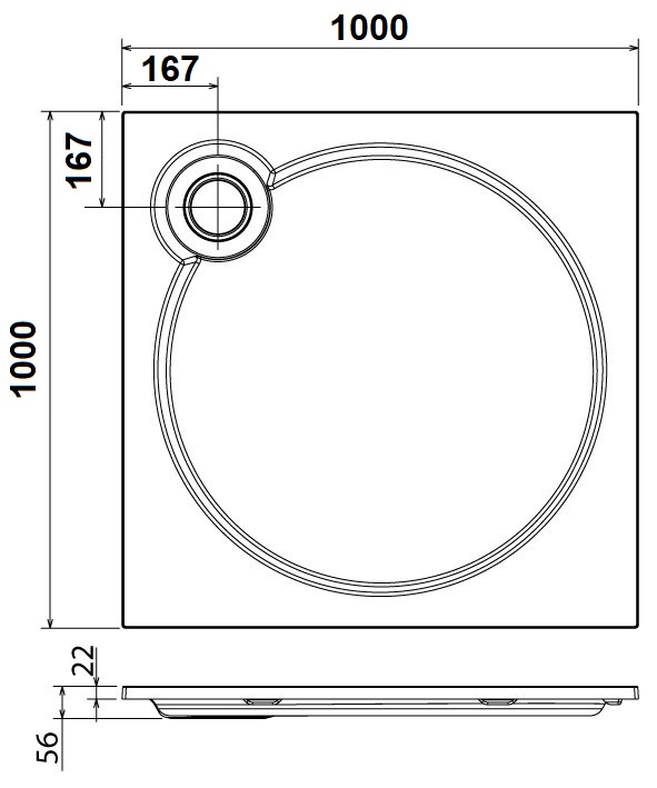 Поддон для душа CEZARES TRAY-S-A-100-56-W из искусственного мрамора  - Вид №1