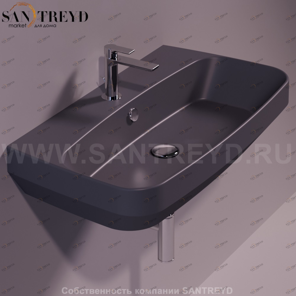 BB12ANTRACITEMATT Подвесная раковина настенная прямоугольная Simas Baden Baden черная