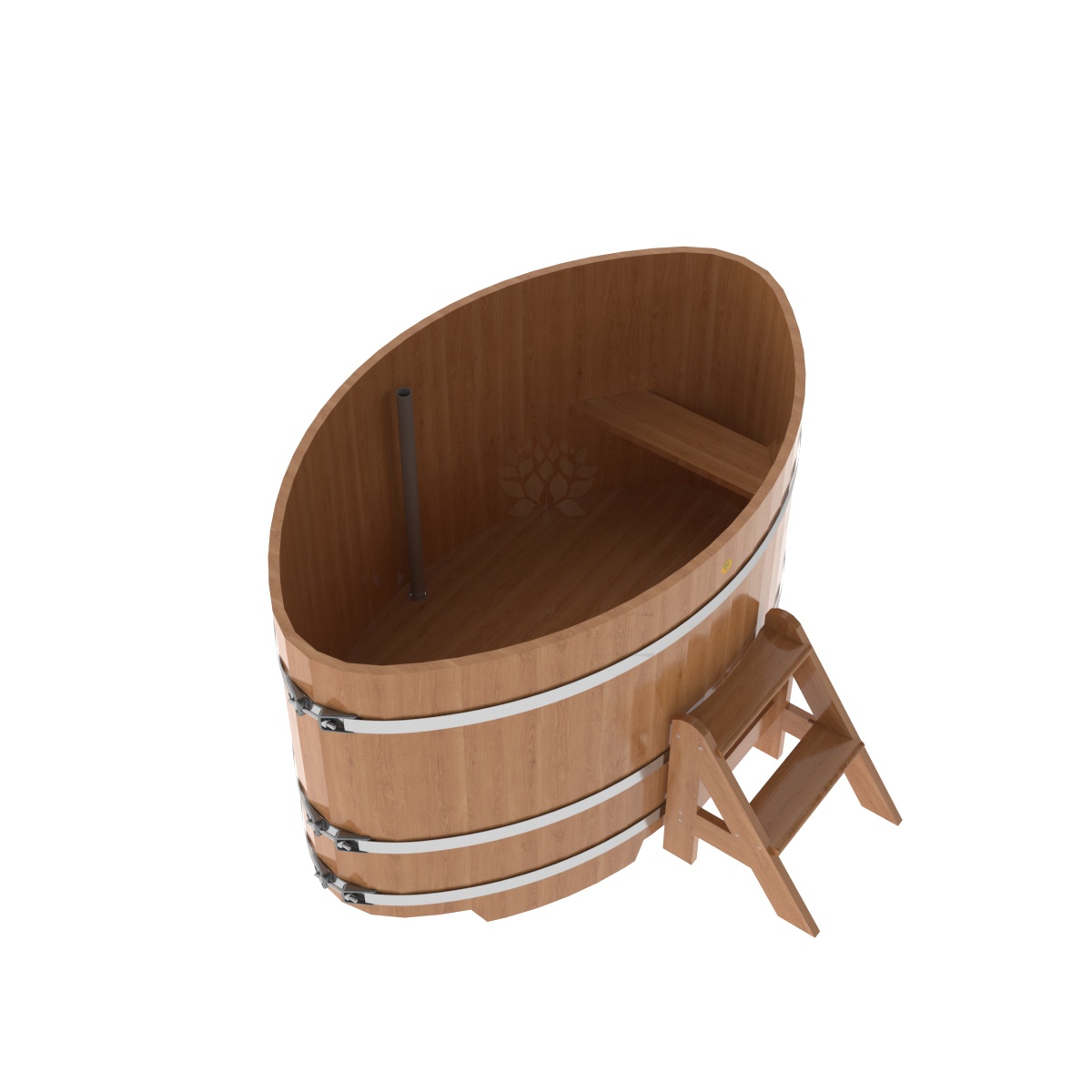 1316 Купель овальная из дуба 1,08х1,75х1,0 натуральная Alyarus  - Вид №1