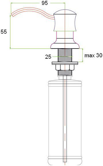 Встраиваемый дозатор ZorG Inox ZR-21 STEEL для жидкого мыла, сталь - Вид №1