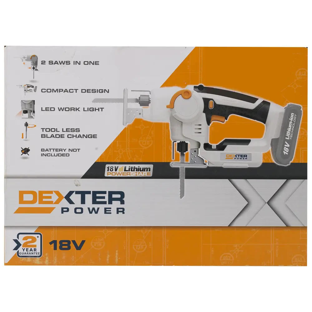 Лобзик-сабельная пила аккумуляторный Dexter Power CSJ18LD, 18 В Li-ion, без АКБ STLM-2148802 - Вид №4